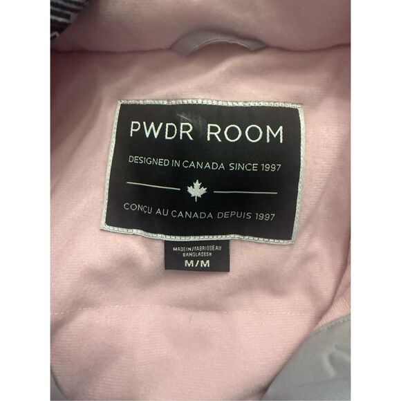 Pwdr Room Gray Pink Printed Full Zip Hooded Snowboard Ski Jacket Size Medium - Picture 4 of 5